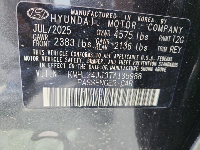 Продажа на аукционе авто 2026 Hyundai Sonata Hybrid, vin: KMHL24JJ3TA135988, номер лота: 67281726