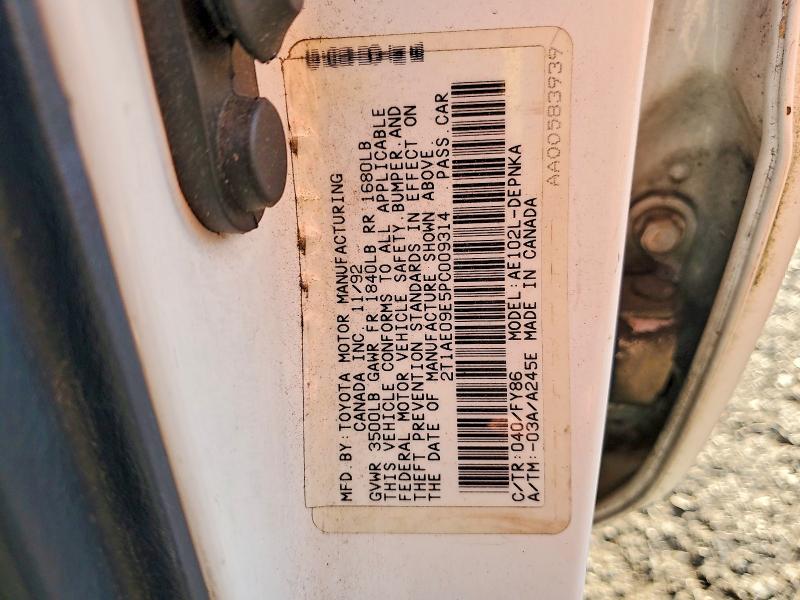 68837966 :رقم المزاد ، 2T1AE09E5PC009314 vin ، 1993 Toyota Corolla مزاد بيع