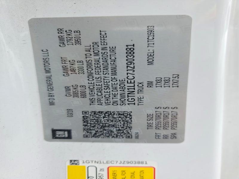 Auction sale of the 2018 Gmc Sierra, vin: 1GTN1LEC7JZ903881, lot number: 70824066