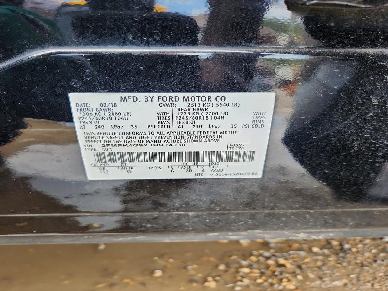 Aukcja sprzedaży 2018 Ford Edge, vin: 2FMPK4G9XJBB74738, numer aukcji: 68030346