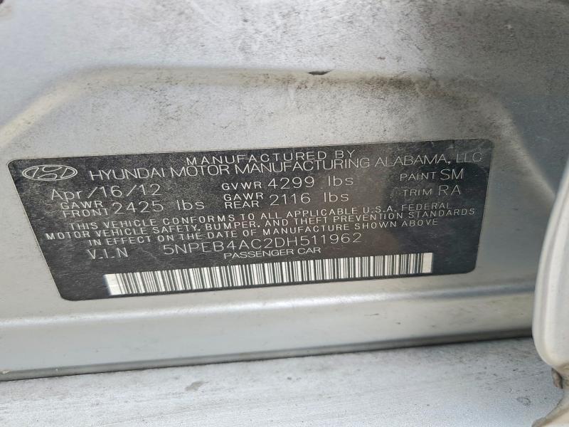 Aukcja sprzedaży 2013 Hyundai Sonata, vin: 5NPEB4AC2DH511962, numer aukcji: 69699696