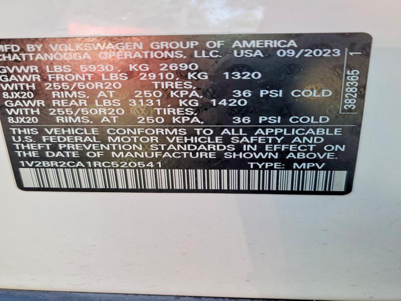 66860086 :رقم المزاد ، 1V2BR2CA1RC520541 vin ، 2024 Volkswagen Atlas مزاد بيع