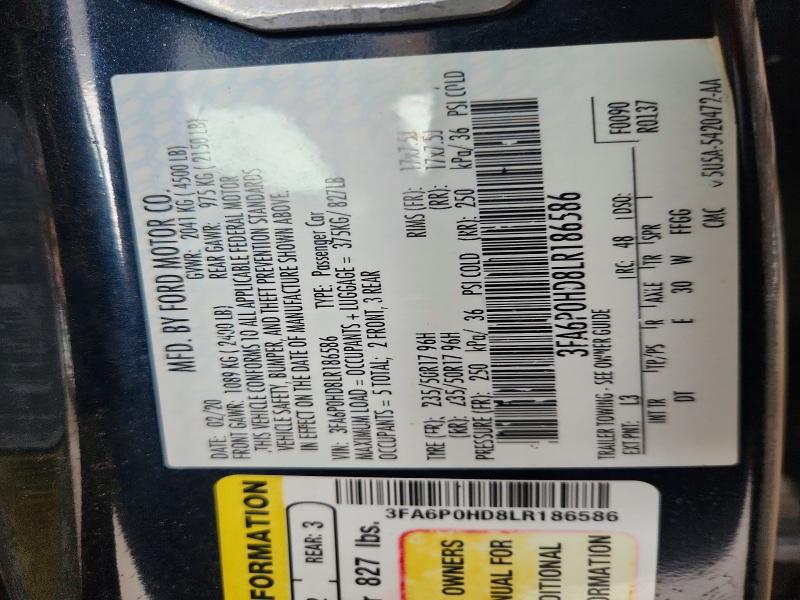 Продажа на аукционе авто 2020 Ford Fusion, vin: 3FA6P0HD8LR186586, номер лота: 67895826