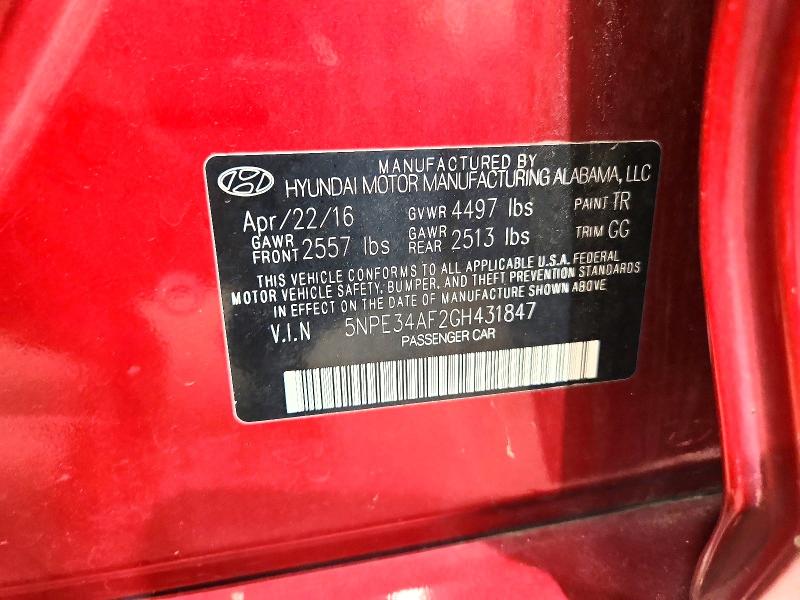 Aukcja sprzedaży 2016 Hyundai Sonata, vin: 5NPE34AF2GH431847        , numer aukcji: 69323606