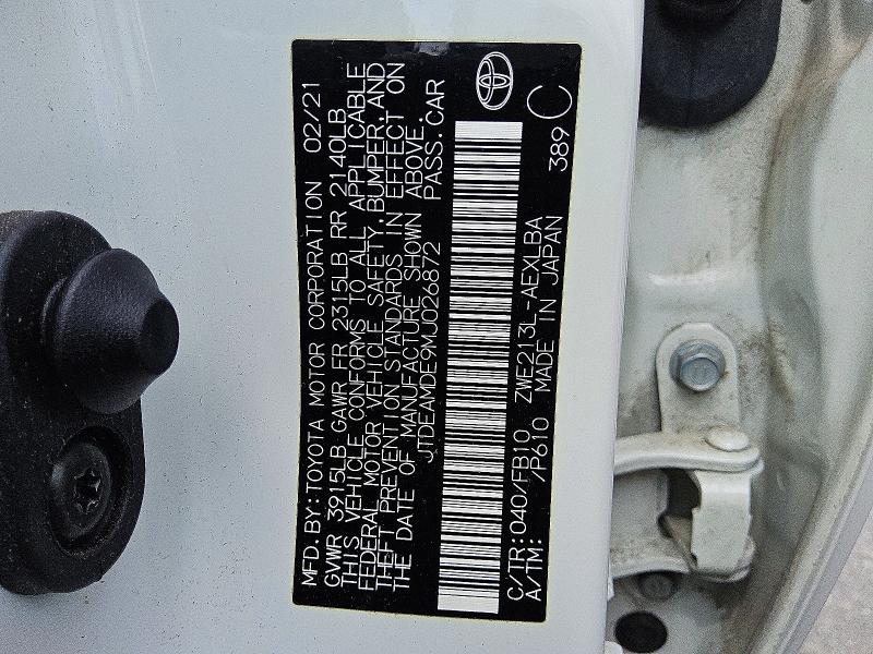 Aukcja sprzedaży 2021 Toyota Corolla, vin: JTDEAMDE9MJ026872, numer aukcji: 70267566