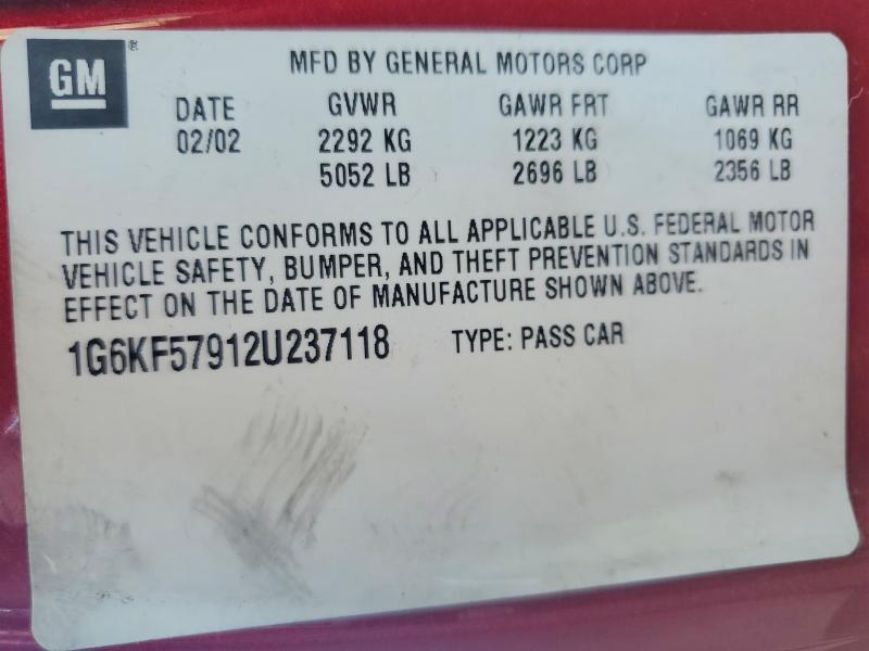 Продаж на аукціоні авто 2002 Cadillac Deville, vin: 1G6KF57912U237118, номер лоту: 67929596