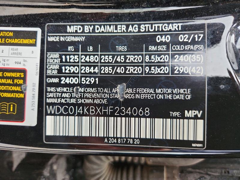 66260306 :رقم المزاد ، WDC0J4KBXHF234068 vin ، 2017 Mercedes-benz Glc Coupe مزاد بيع