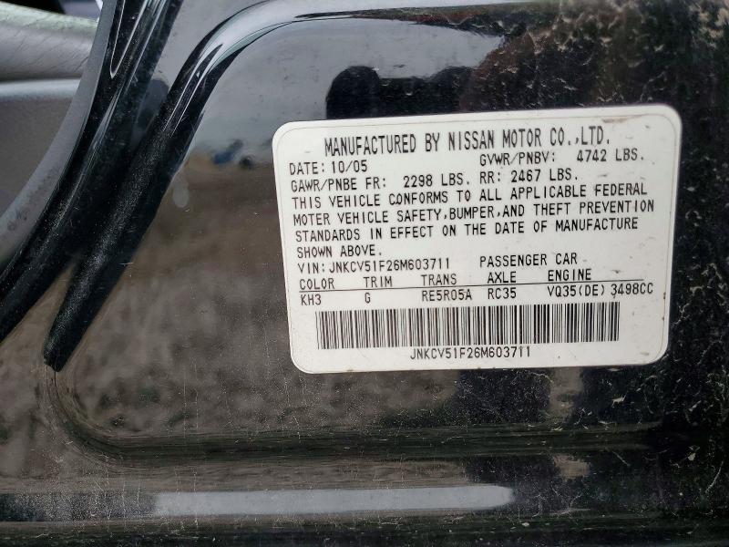 Aukcja sprzedaży 2006 Infiniti G35, vin: JNKCV51F26M603711, numer aukcji: 68647596