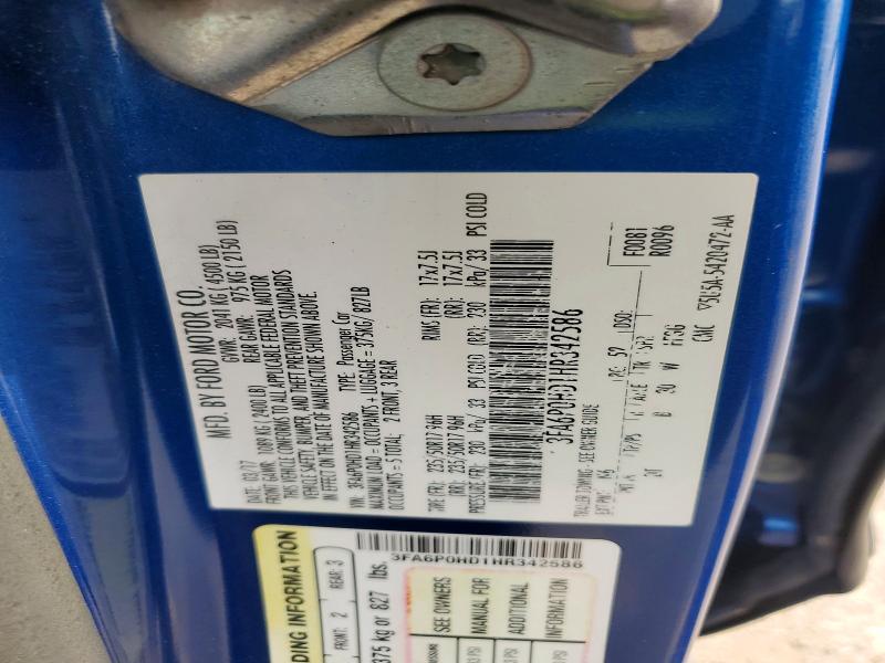 Aukcja sprzedaży 2017 Ford Fusion, vin: 3FA6P0HD1HR342586, numer aukcji: 69370166
