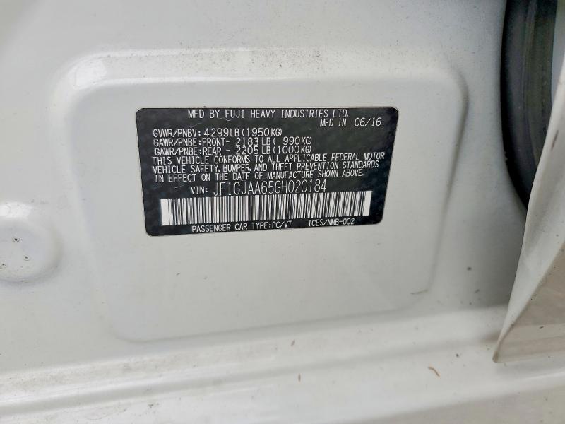 Aukcja sprzedaży 2016 Subaru Impreza, vin: JF1GJAA65GH020184, numer aukcji: 70031116