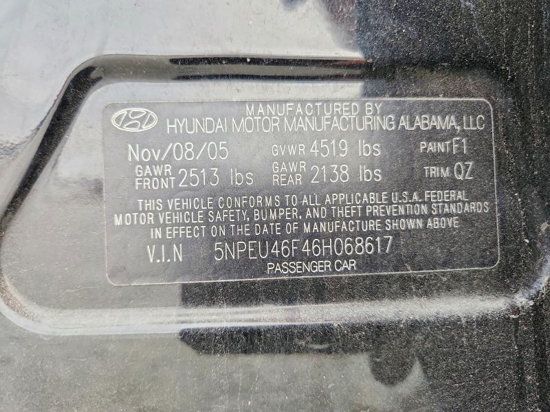 Продажа на аукционе авто 2006 Hyundai Sonata, vin: 5NPEU46F46H068617, номер лота: 68581976