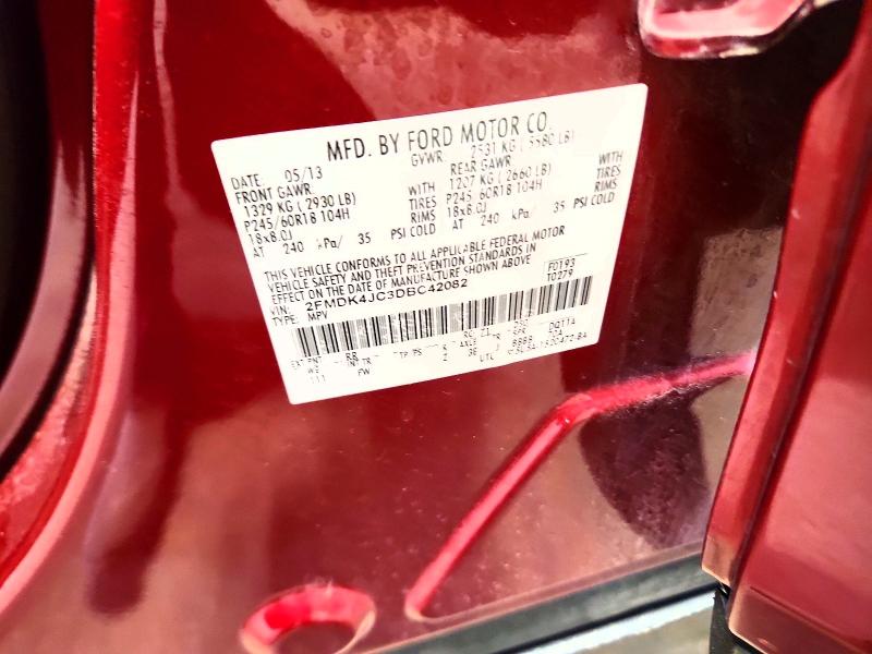 66863136 :رقم المزاد ، 2FMDK4JC3DBC42082 vin ، 2013 Ford Edge مزاد بيع