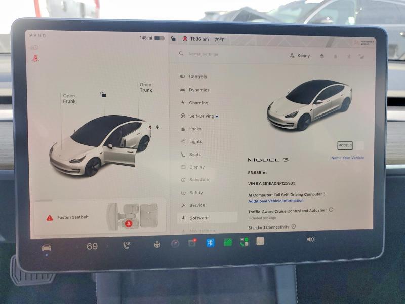 64395776 :رقم المزاد ، 5YJ3E1EA0NF125983 vin ، 2022 Tesla Model 3 مزاد بيع