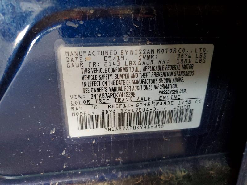 Продаж на аукціоні авто 2019 Nissan Sentra, vin: 3N1AB7AP0KY412398, номер лоту: 67815686
