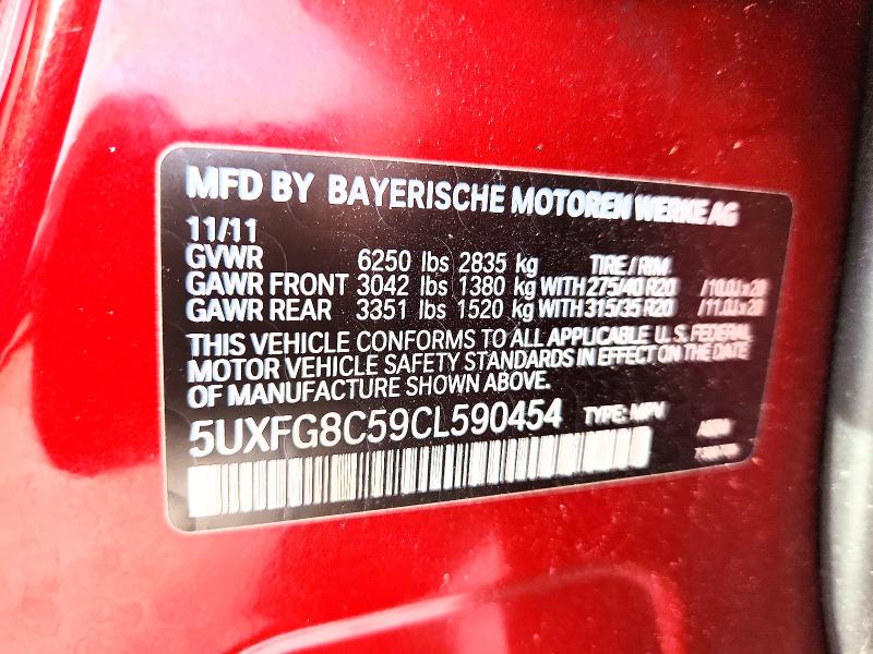 Aukcja sprzedaży 2012 Bmw X6, vin: 5UXFG8C59CL590454, numer aukcji: 68004476
