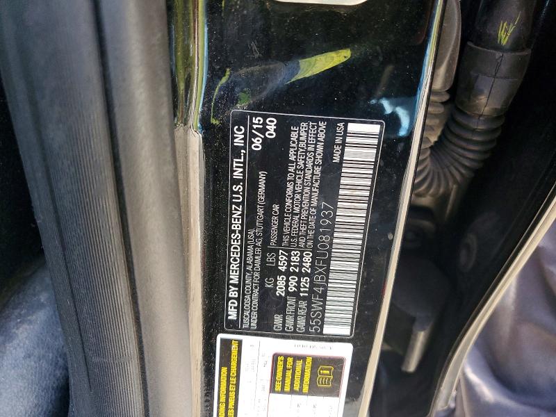 2015 Mercedes-benz C მანქანა იყიდება აუქციონზე, vin: 55SWF4JBXFU081937, აუქციონის ნომერი: 68334946
