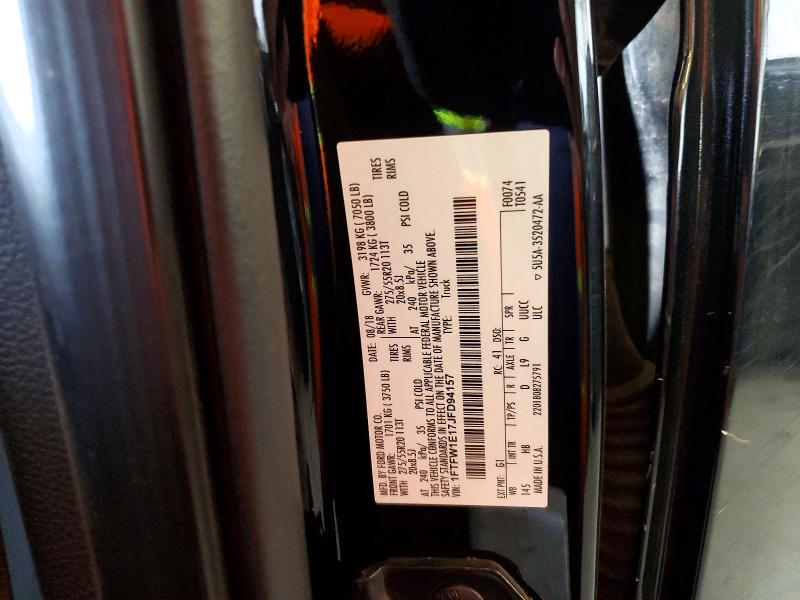 2018 Ford F150 მანქანა იყიდება აუქციონზე, vin: 1FTFW1E17JFD94157, აუქციონის ნომერი: 67424056
