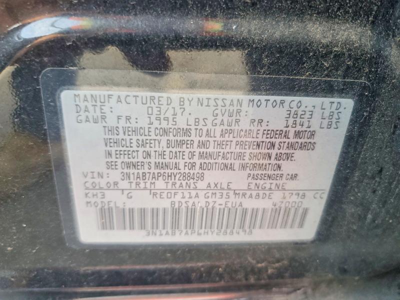 Продаж на аукціоні авто 2017 Nissan Sentra, vin: 3N1AB7AP6HY288498, номер лоту: 67222556
