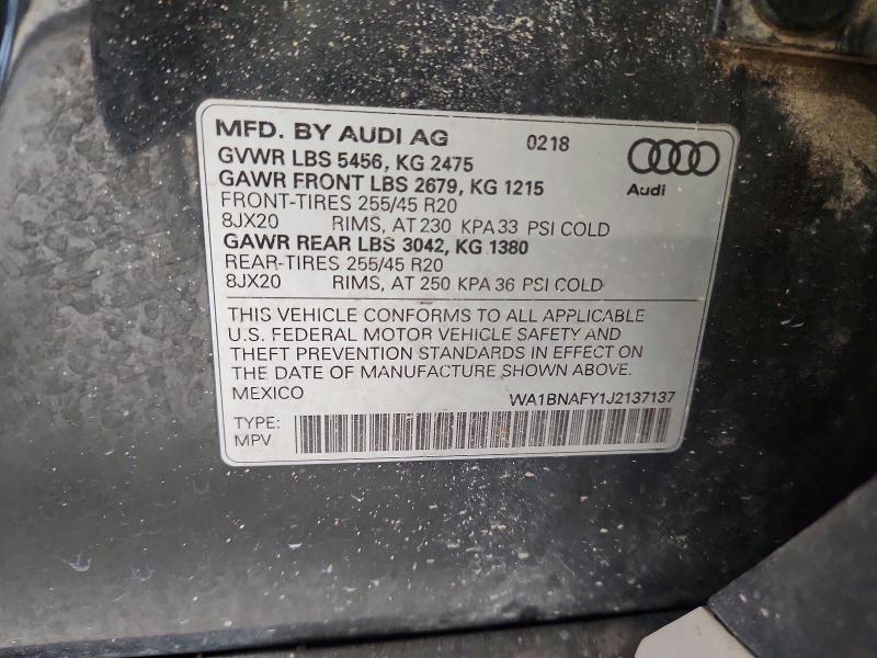 69415676 :رقم المزاد ، WA1BNAFY1J2137137 vin ، 2018 Audi Q5 مزاد بيع