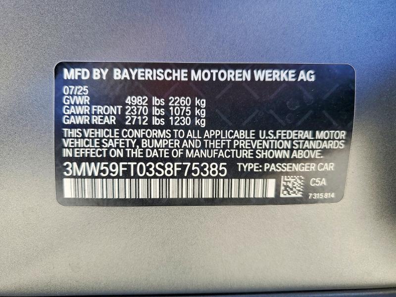 Продаж на аукціоні авто 2025 Bmw M340i, vin: 3MW59FT03S8F75385, номер лоту: 67566216