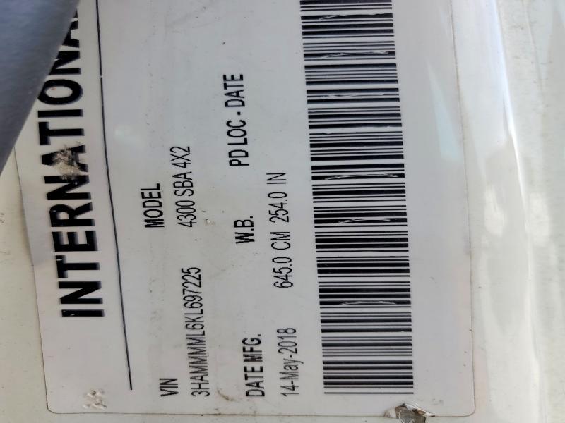70601246 :رقم المزاد ، 3HAMMMML6KL697225 vin ، 2019 International 4300 مزاد بيع
