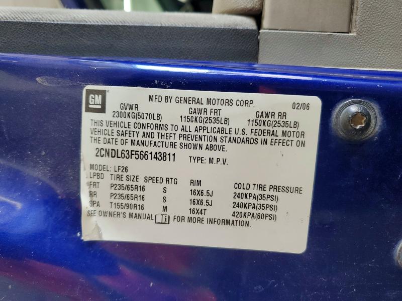 Aukcja sprzedaży 2006 Chevrolet Equinox, vin: 2CNDL63F566143811, numer aukcji: 70185536