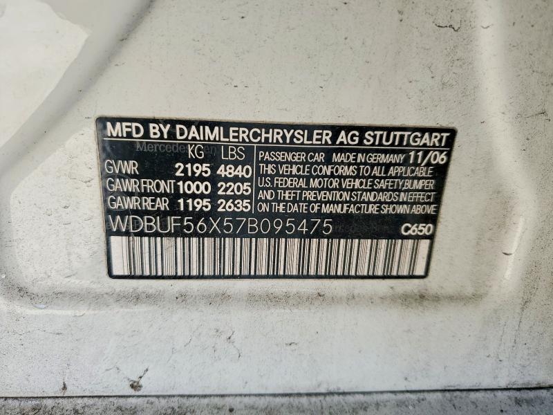 69888586 :رقم المزاد ، WDBUF56X57B095475 vin ، 2007 Mercedes-benz E مزاد بيع