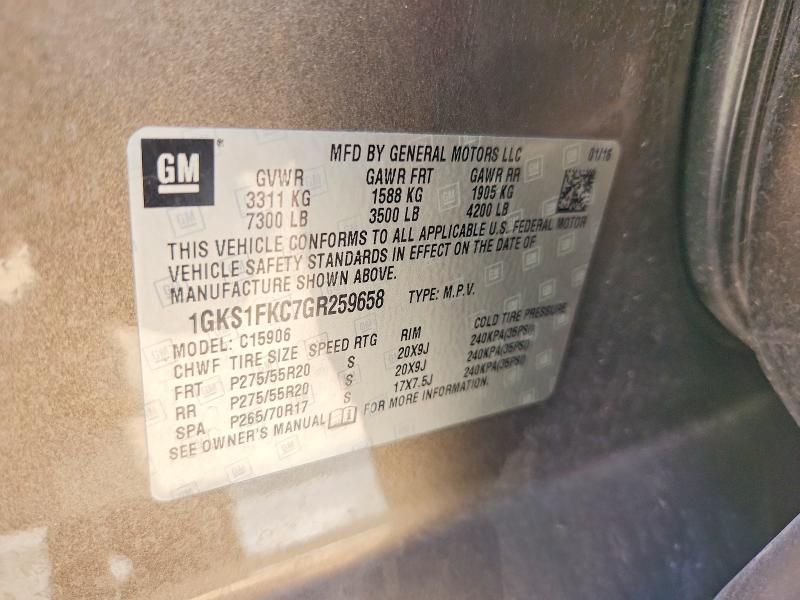Aukcja sprzedaży 2016 Gmc Yukon Xl, vin: 1GKS1FKC7GR259658, numer aukcji: 68853456