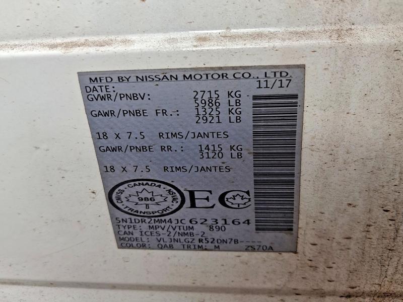 Auction sale of the 2018 Nissan Pathfinder, vin: 5N1DR2MM4JC623164, lot number: 67817986