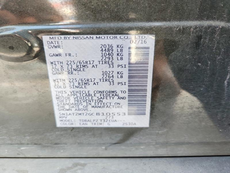 Aukcja sprzedaży 2016 Nissan Rogue, vin: 5N1AT2MT2GC810553, numer aukcji: 70321816