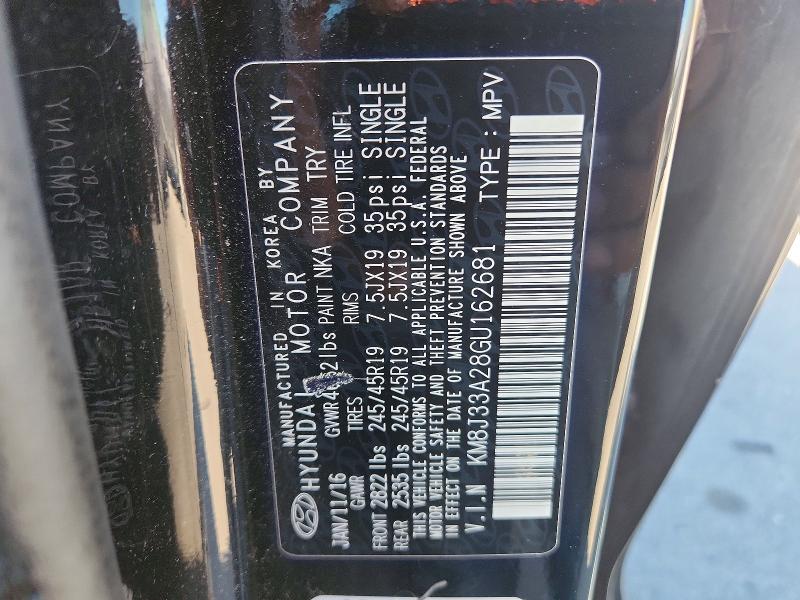 Aukcja sprzedaży 2016 Hyundai Tucson, vin: KM8J33A28GU162681, numer aukcji: 68329026