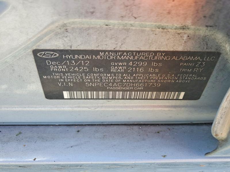 2013 Hyundai Sonata მანქანა იყიდება აუქციონზე, vin: 5NPEC4AC7DH661739, აუქციონის ნომერი: 69236716