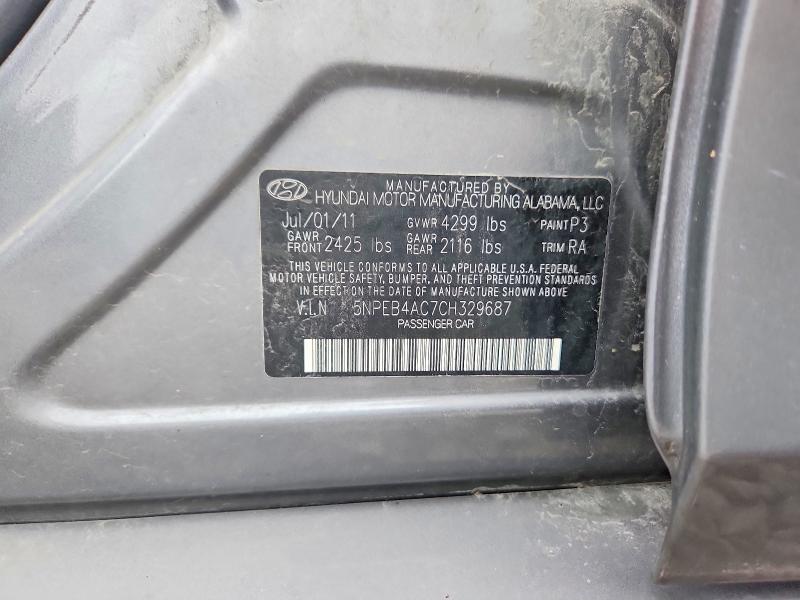 2012 Hyundai Sonata მანქანა იყიდება აუქციონზე, vin: 5NPEB4AC7CH329687, აუქციონის ნომერი: 69158916
