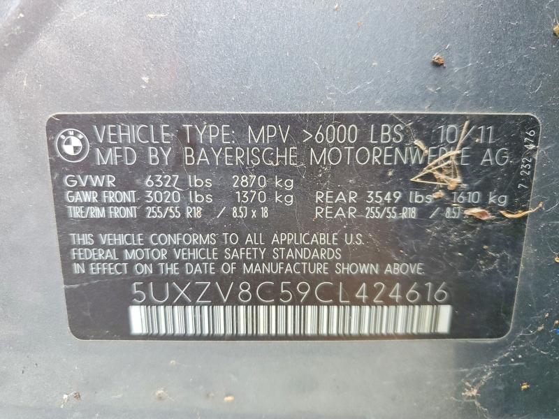 69822466 :رقم المزاد ، 5UXZV8C59CL424616 vin ، 2012 Bmw X5 مزاد بيع