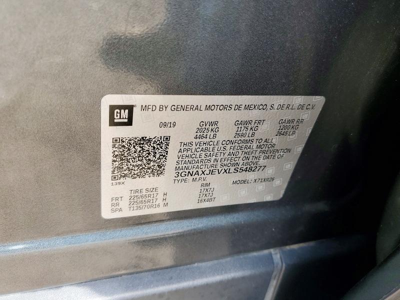 2020 Chevrolet Equinox მანქანა იყიდება აუქციონზე, vin: 3GNAXJEVXLS548277, აუქციონის ნომერი: 70531646