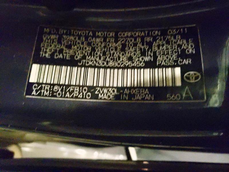 69639586 :رقم المزاد ، JTDKN3DU8B0295456 vin ، 2011 Toyota Prius مزاد بيع