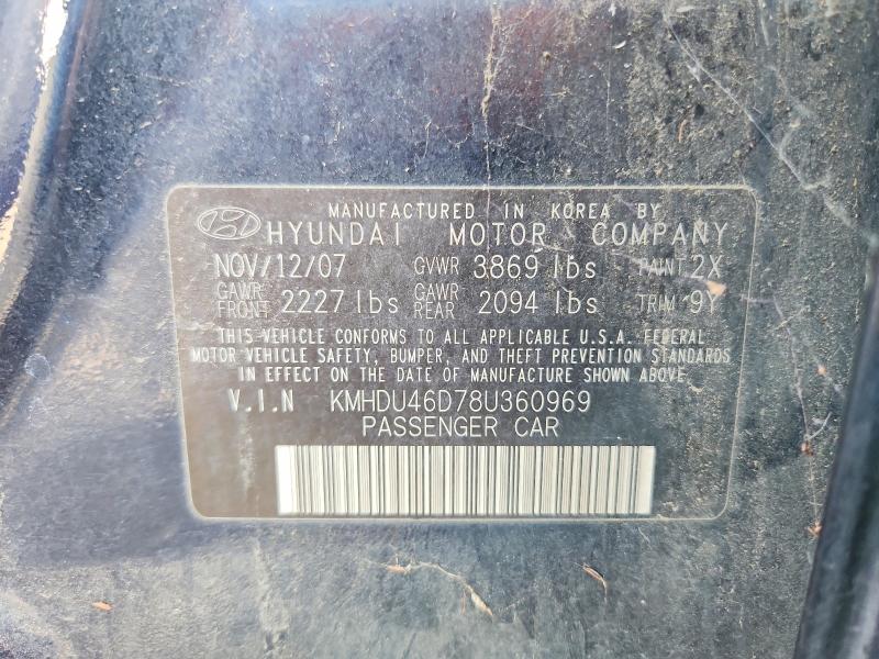 Aukcja sprzedaży 2008 Hyundai Elantra, vin: KMHDU46D78U360969, numer aukcji: 68299836