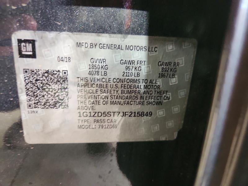 2018 Chevrolet Malibu მანქანა იყიდება აუქციონზე, vin: 1G1ZD5ST7JF215849, აუქციონის ნომერი: 70881036