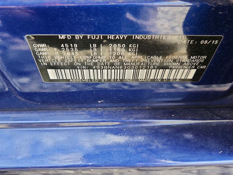 Aukcja sprzedaży 2016 Subaru Legacy, vin: 4S3BNAN63G3012181, numer aukcji: 69223236