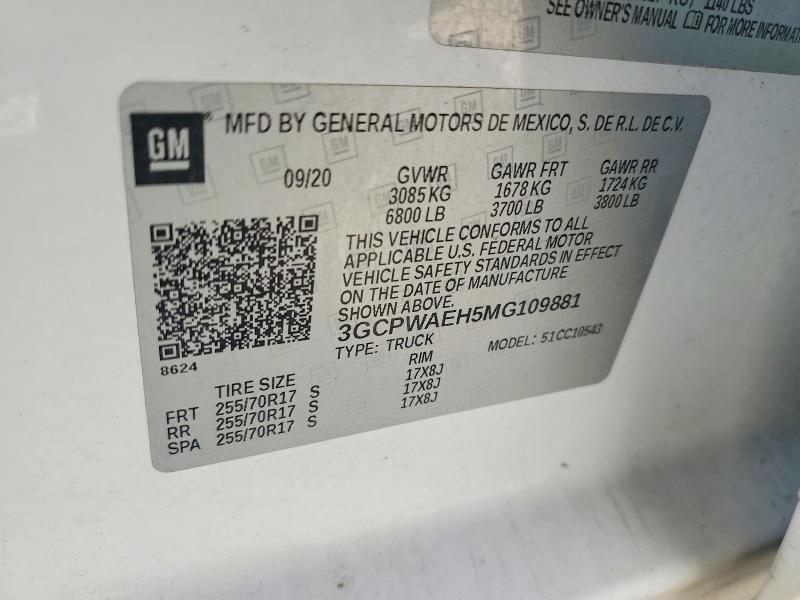 Продажа на аукционе авто 2021 Chevrolet Silverado, vin: 3GCPWAEH5MG109881, номер лота: 64279846