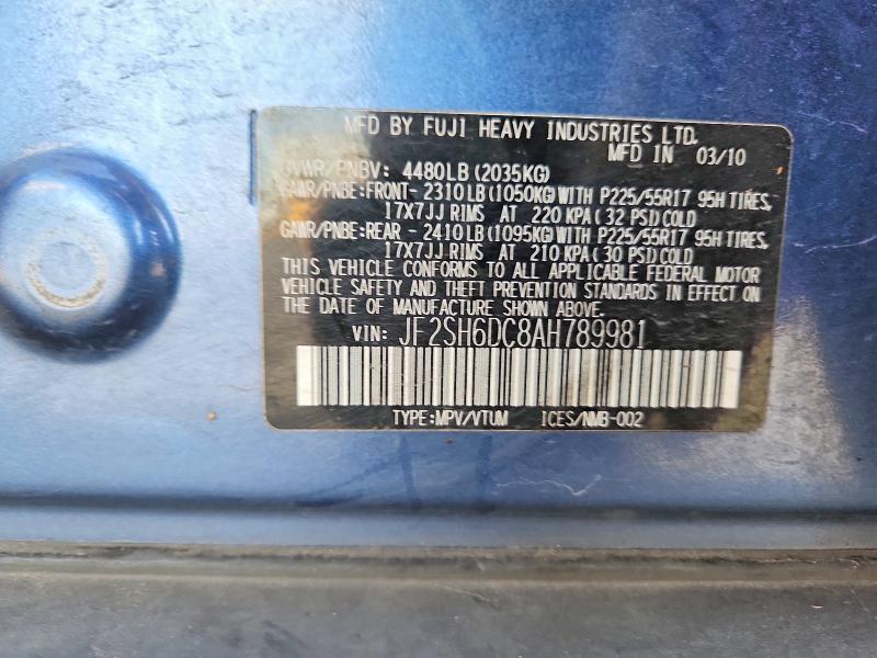 Продажа на аукционе авто 2010 Subaru Forester, vin: JF2SH6DC8AH789981, номер лота: 68649396