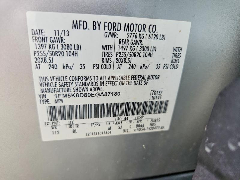 Aukcja sprzedaży 2014 Ford Explorer, vin: 1FM5K8D89EGA87180, numer aukcji: 68794396