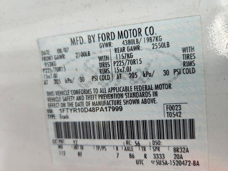 69946456 :رقم المزاد ، 1FTYR10D48PA17999 vin ، 2008 Ford Ranger مزاد بيع
