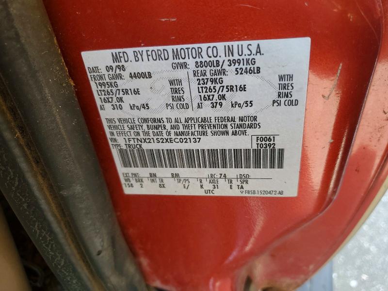 Продаж на аукціоні авто 1999 Ford F250, vin: 1FTNX21S2XEC02137, номер лоту: 70108966