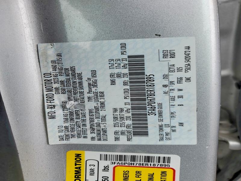 2014 Ford Fusion მანქანა იყიდება აუქციონზე, vin: 3FA6P0H78ER187895, აუქციონის ნომერი: 70214326