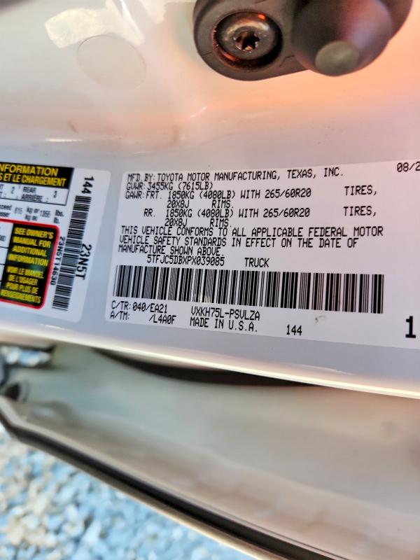 2023 Toyota Tundra მანქანა იყიდება აუქციონზე, vin: 5TFJC5DBXPX039085, აუქციონის ნომერი: 69559076