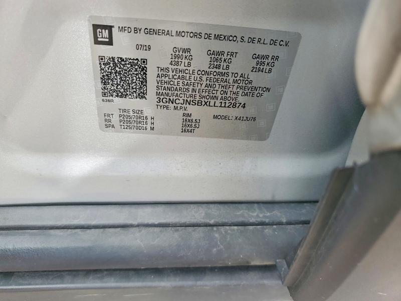 Продажа на аукционе авто 2020 Chevrolet Trax, vin: 3GNCJNSBXLL112874, номер лота: 69584326