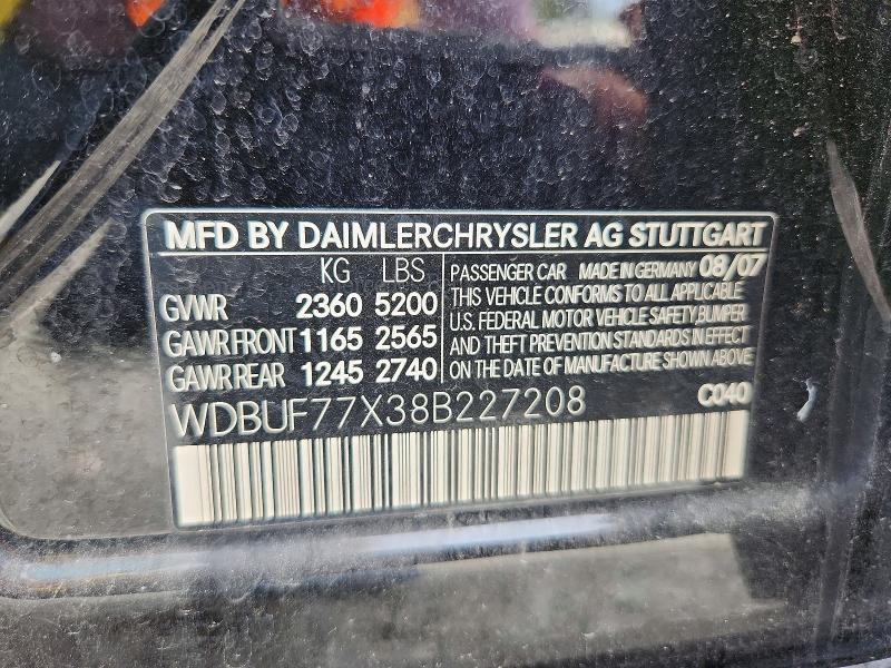 Продаж на аукціоні авто 2008 Mercedes-benz E, vin: WDBUF77X38B227208, номер лоту: 68620086