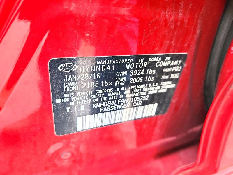 Aukcja sprzedaży 2017 Hyundai Elantra, vin: KMHD84LF9HU105752, numer aukcji: 67448866