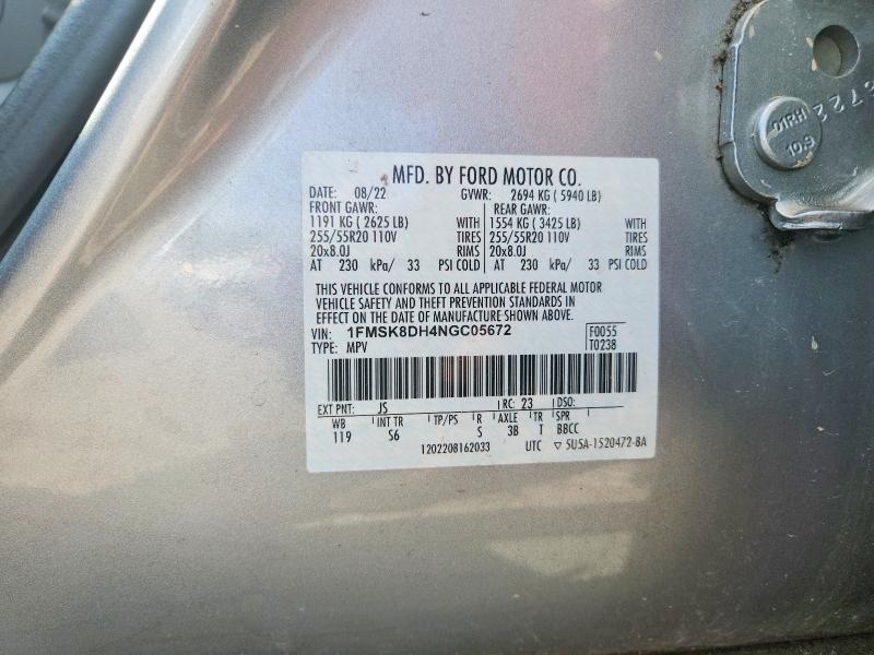 Aukcja sprzedaży 2022 Ford Explorer, vin: 1FMSK8DH4NGC05672, numer aukcji: 67174726